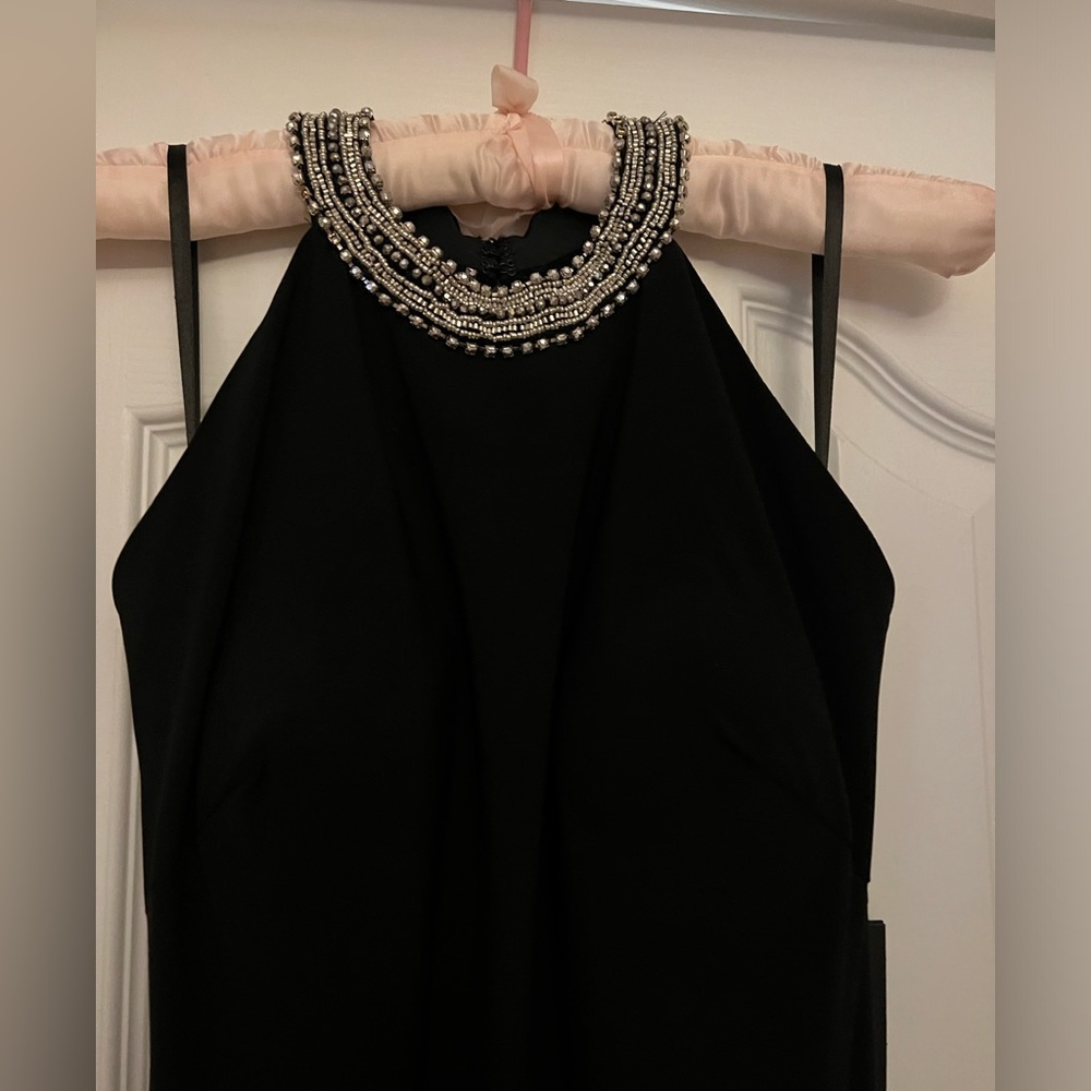 Mac Duggal Black Halter Gown with Slit - Picture 5 of 16